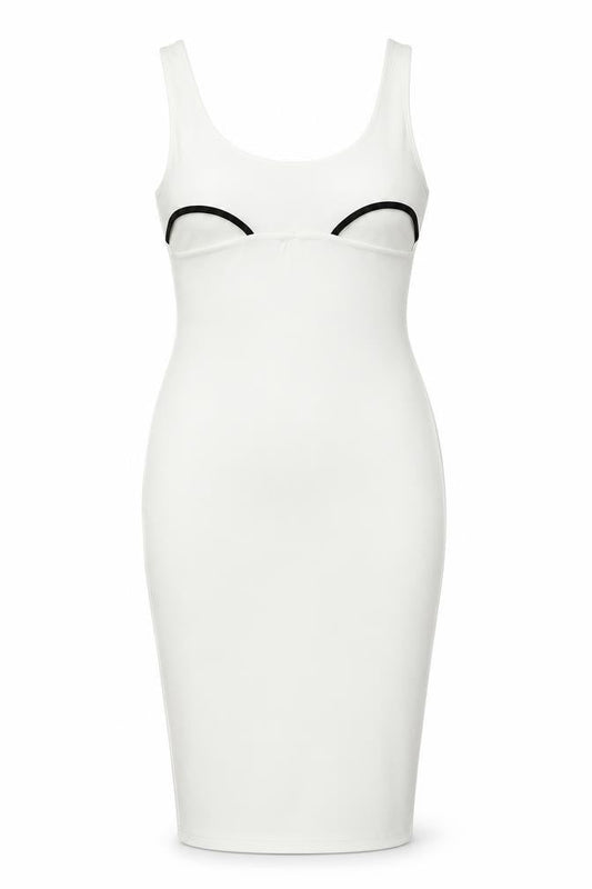 Boohoo Women’s White Bodycon Dress Size 12 Sleeveless Scoop Neck Party