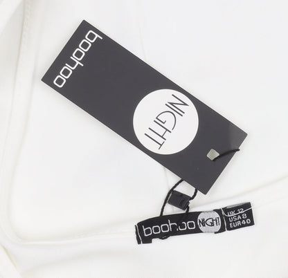 Boohoo Women’s White Bodycon Dress Size 12 Sleeveless Scoop Neck Party