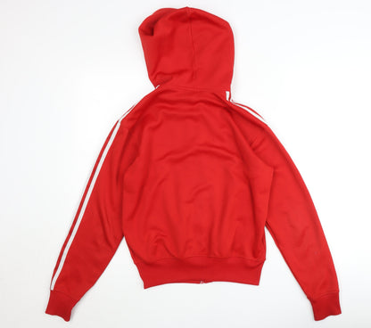 Adidas Men Red Hooded Full Zip Basic Jacket Size S