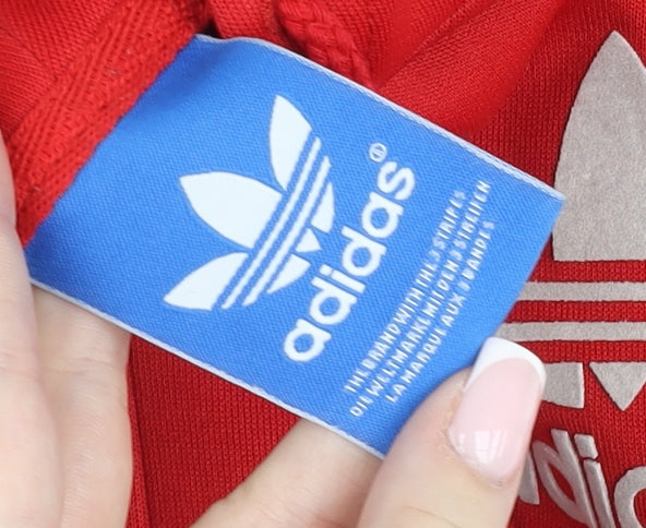 Adidas Men Red Hooded Full Zip Basic Jacket Size S