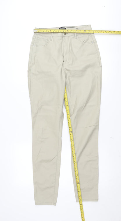 PrettyLittleThing Women Beige Chino Trousers Size 12 Regular Viscose Blend