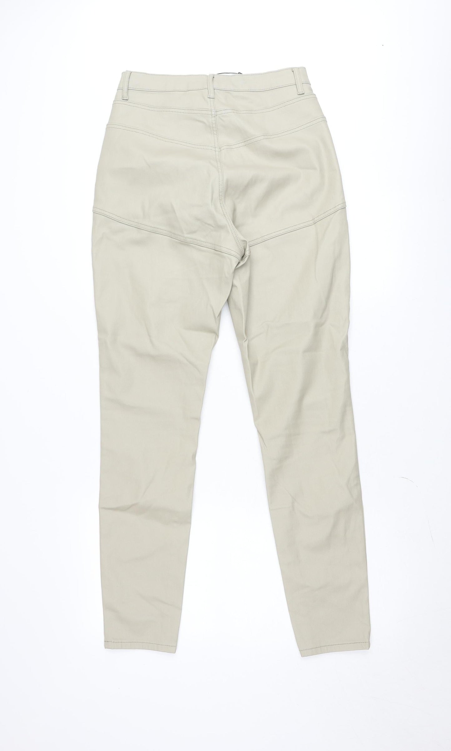 PrettyLittleThing Women Beige Chino Trousers Size 12 Regular Viscose Blend