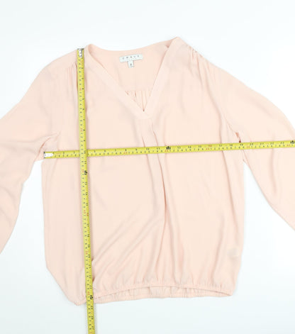 Chaus Women Pink Long Sleeve V-Neck Tunic Blouse Size M