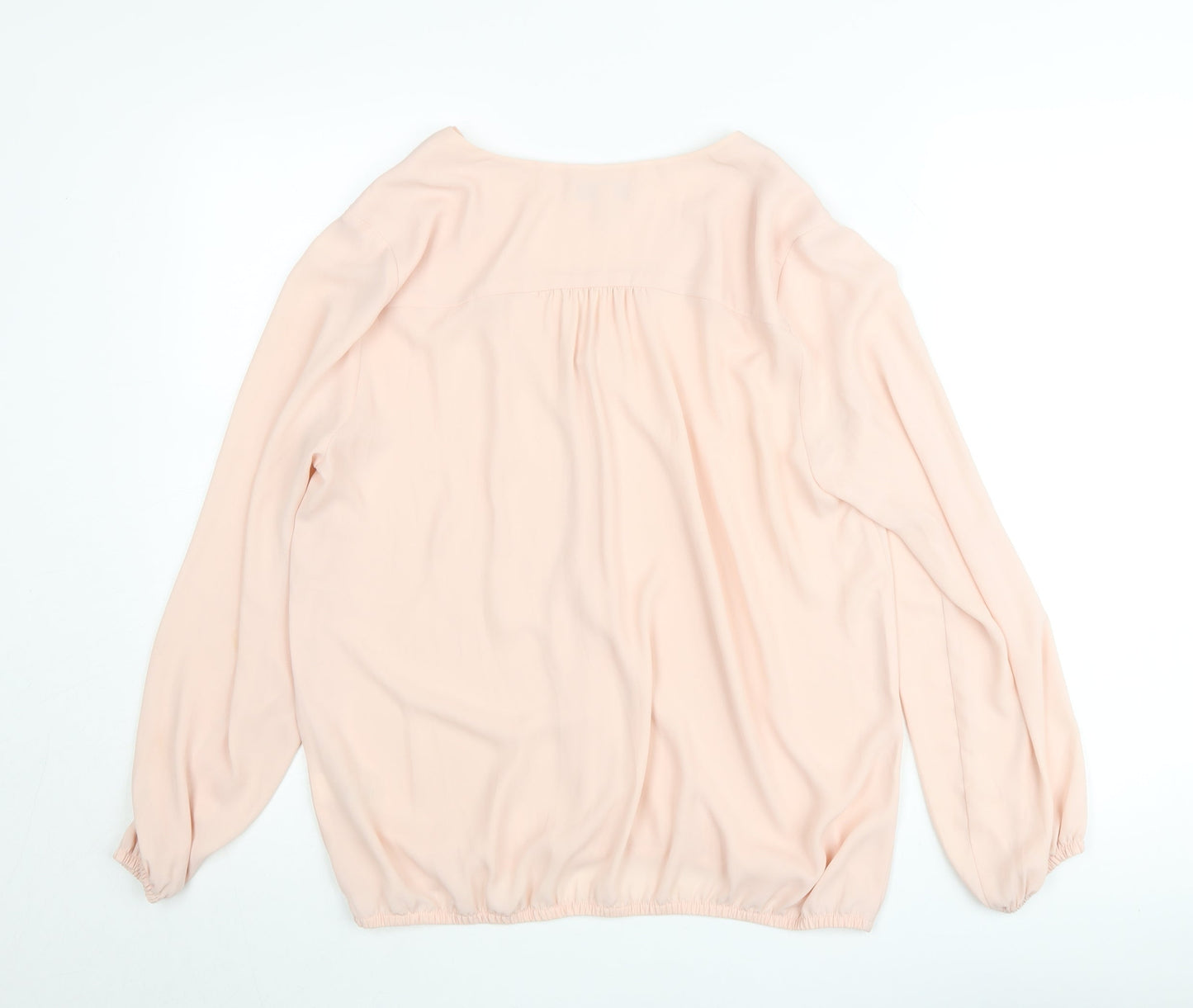Chaus Women Pink Long Sleeve V-Neck Tunic Blouse Size M