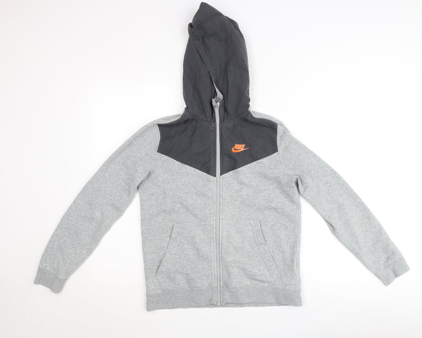 Nike Boys Grey Colourblock Full Zip Hooded Track Jacket 12-13 Years