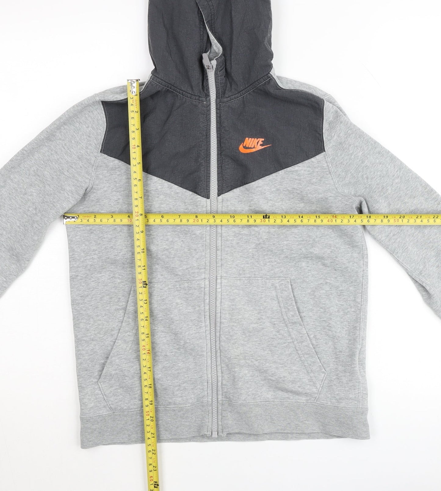 Nike Boys Grey Colourblock Full Zip Hooded Track Jacket 12-13 Years