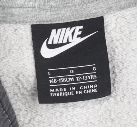 Nike Boys Grey Colourblock Full Zip Hooded Track Jacket 12-13 Years