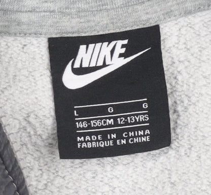Nike Boys Grey Colourblock Full Zip Hooded Track Jacket 12-13 Years