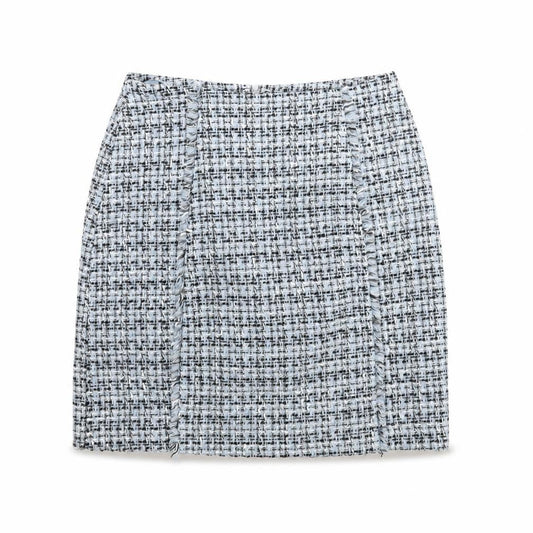 Dunnes Women Blue Tweed Pencil Skirt Size 8 Knee Length