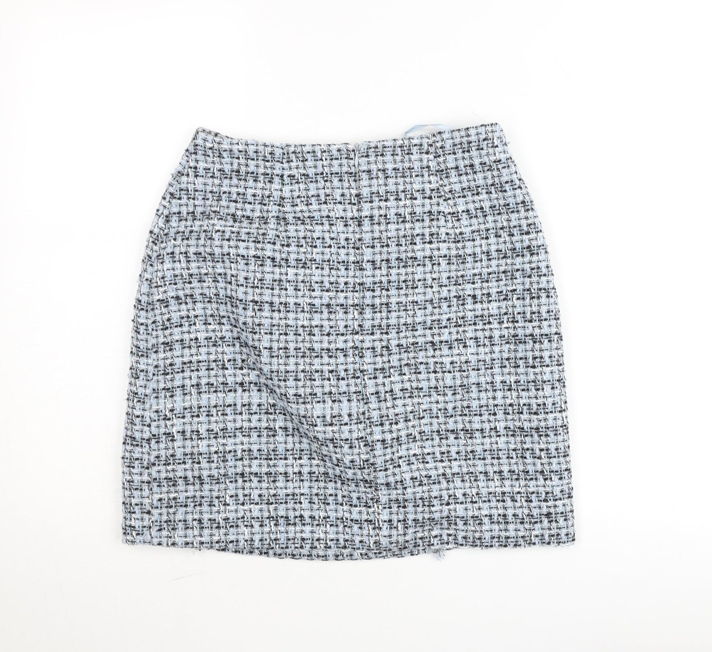 Dunnes Women Blue Tweed Pencil Skirt Size 8 Knee Length