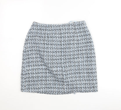Dunnes Women Blue Tweed Pencil Skirt Size 8 Knee Length