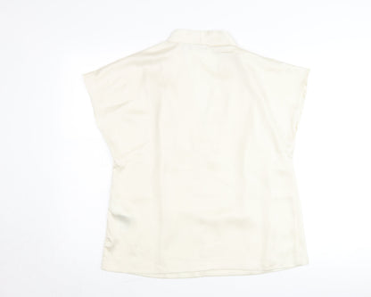 Vila Women’s Ivory V-Neck Short Sleeve Blouse Size 12