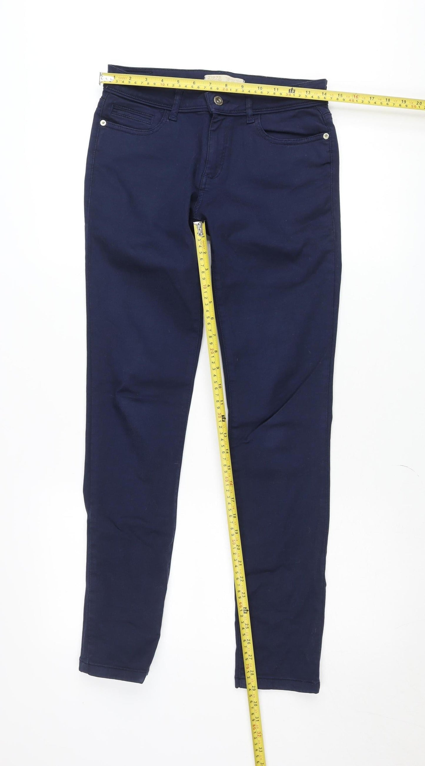 Zara Women Blue Z1975 Skinny Jeans Mid Rise Stretch Size 10