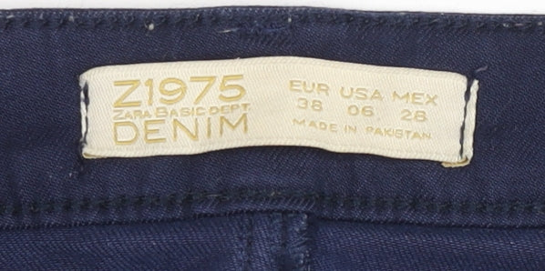 Zara Women Blue Z1975 Skinny Jeans Mid Rise Stretch Size 10