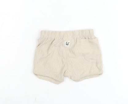 United Colors of Benetton Beige Striped Baby Shorts 6-9 Months Elastic Waist