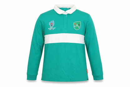 Rugby World Cup 2019 Men's Green L Collared Long Sleeve Cotton Pullover Jumper
