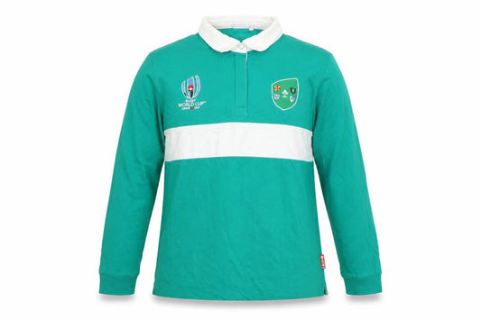 Rugby World Cup 2019 Men's Green L Collared Long Sleeve Cotton Pullover Jumper