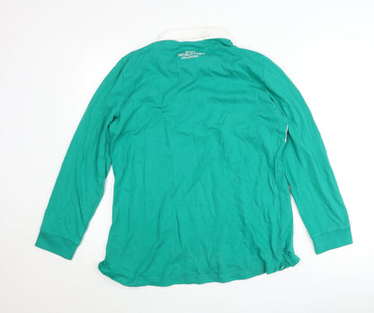 Rugby World Cup 2019 Men's Green L Collared Long Sleeve Cotton Pullover Jumper
