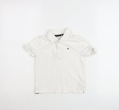 Tommy Hilfiger Boys White Polo Shirt 5 Slim Cotton Short Sleeve