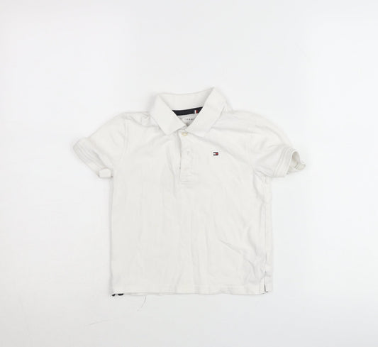 Tommy Hilfiger Boys White Polo Shirt 5 Slim Cotton Short Sleeve