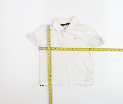 Tommy Hilfiger Boys White Polo Shirt 5 Slim Cotton Short Sleeve