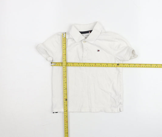 Tommy Hilfiger Boys White Polo Shirt 5 Slim Cotton Short Sleeve