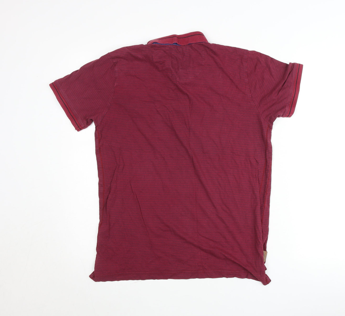 CENTERED Men's Red Short Sleeve Button-Down Cotton Polo Shirt Size M