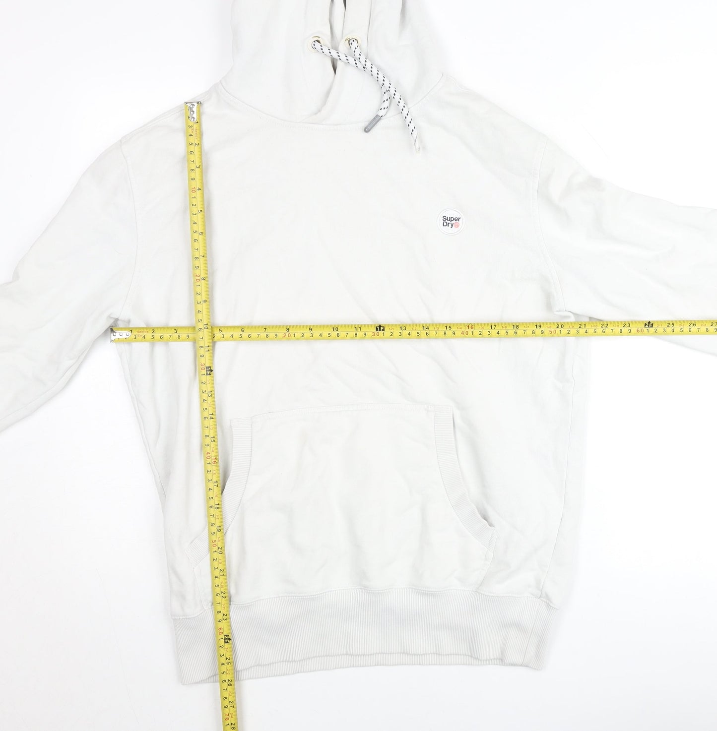 Superdry Women White Cotton Pullover Hoodie Size L