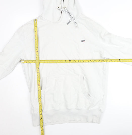 Superdry Women White Cotton Pullover Hoodie Size L