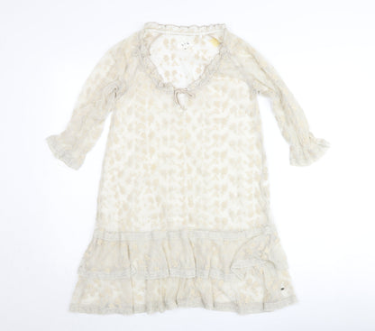 by Ti Mo Women's Beige Floral Lace Knee Length A-Line Dress XS