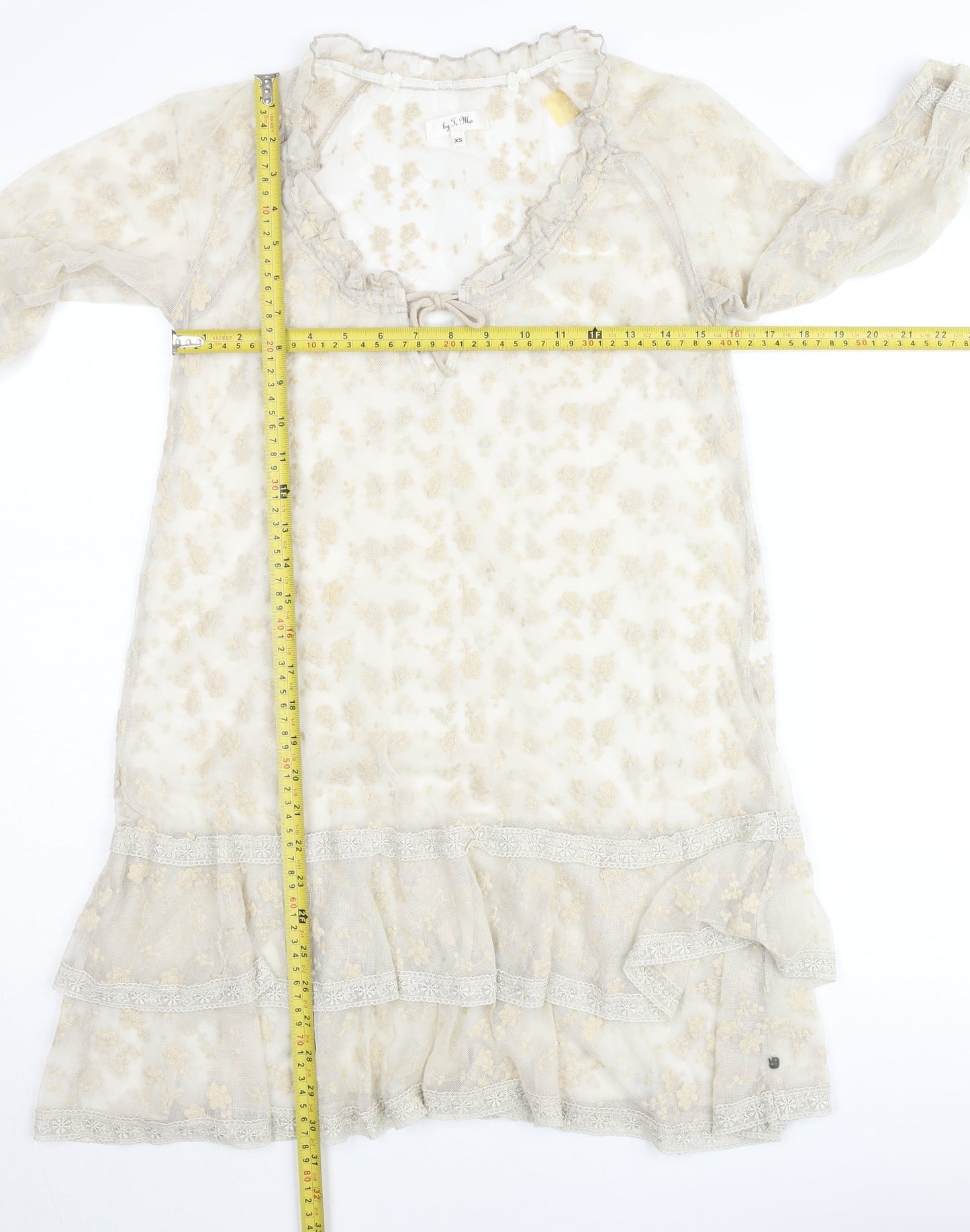 by Ti Mo Women's Beige Floral Lace Knee Length A-Line Dress XS