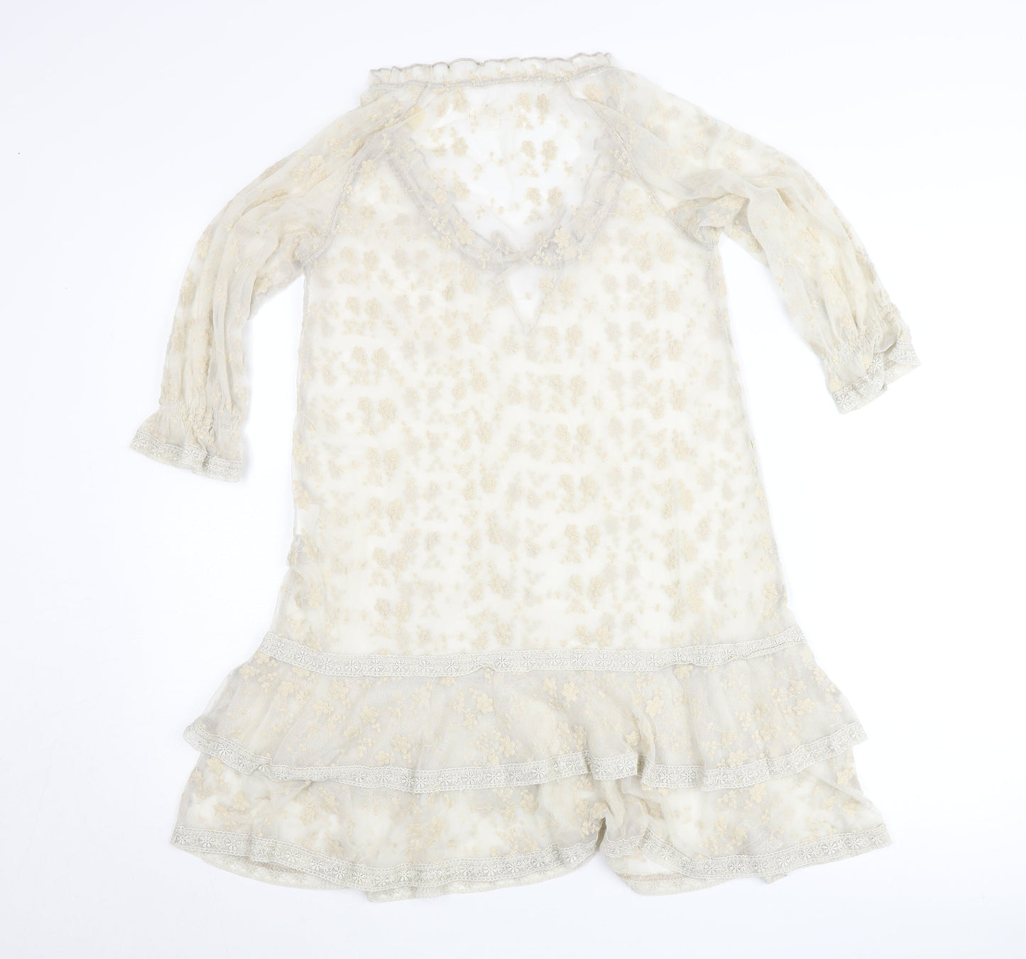 by Ti Mo Women's Beige Floral Lace Knee Length A-Line Dress XS