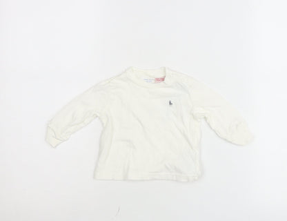 Ralph Lauren Unisex Baby Ivory Long Sleeve Cotton T-Shirt 6-9 Months