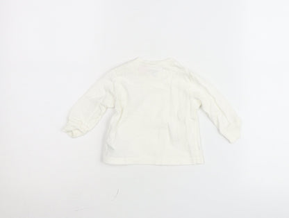 Ralph Lauren Unisex Baby Ivory Long Sleeve Cotton T-Shirt 6-9 Months