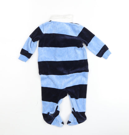 Ralph Lauren Blue Striped Collared Babygrow 3-6 Months Velour Unisex