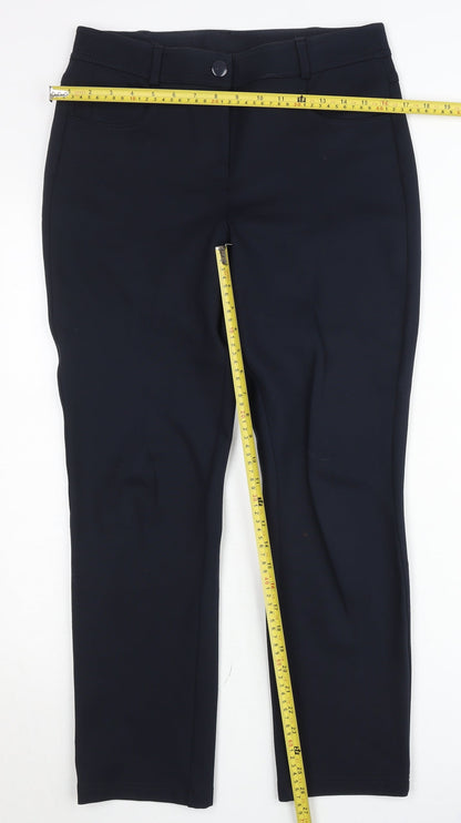 Dunnes Womens Navy Size 12 Straight Leg Stretch Work Trousers