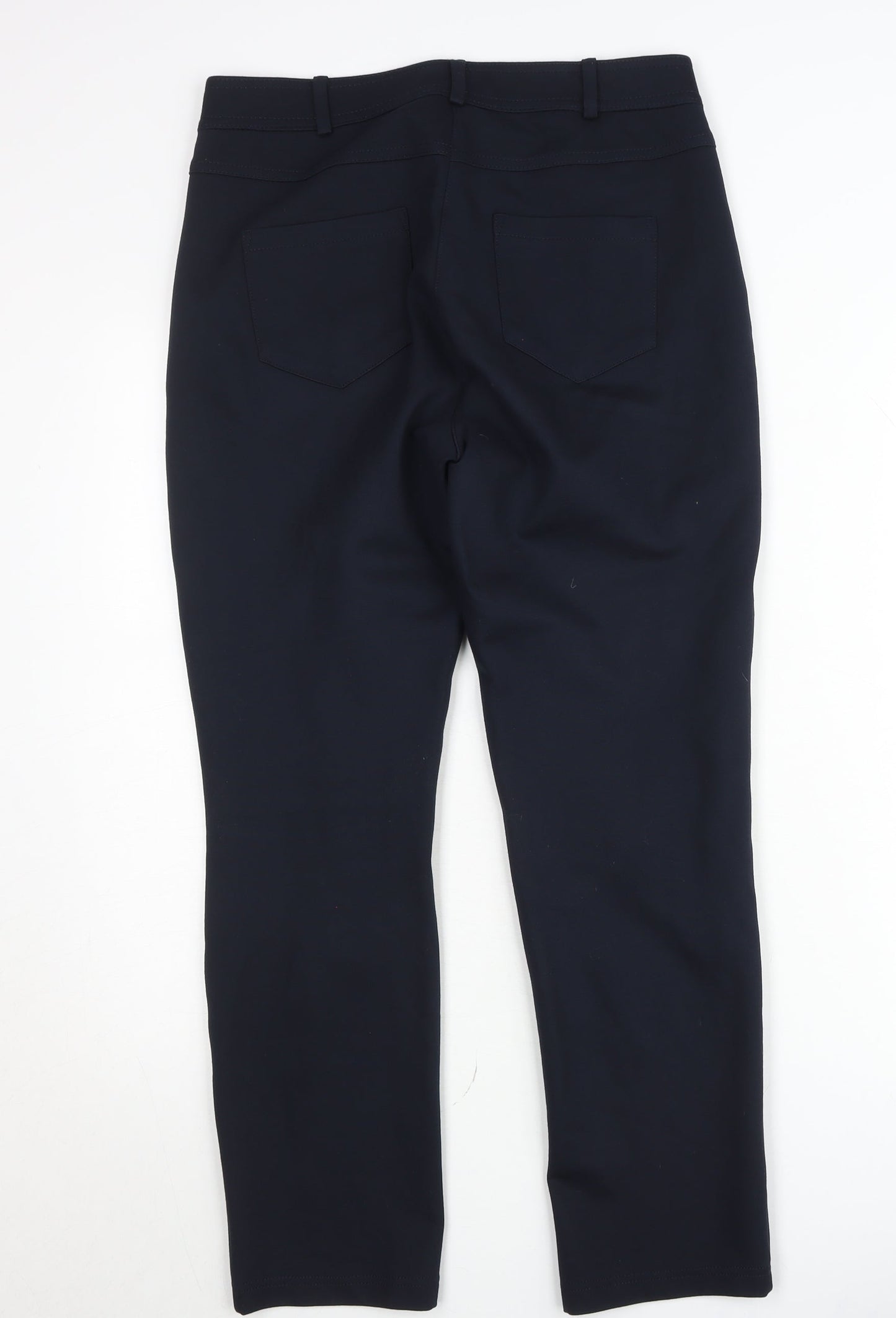 Dunnes Womens Navy Size 12 Straight Leg Stretch Work Trousers