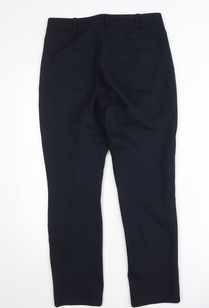 Dunnes Womens Navy Size 12 Straight Leg Stretch Work Trousers