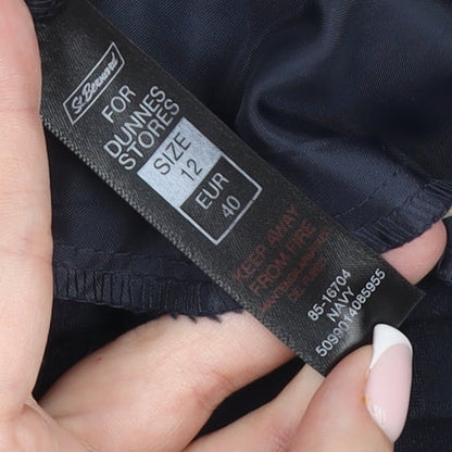 Dunnes Womens Navy Size 12 Straight Leg Stretch Work Trousers