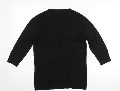 Frank Saul Women’s Black Beaded Tunic Top Medium 3/4 Sleeve