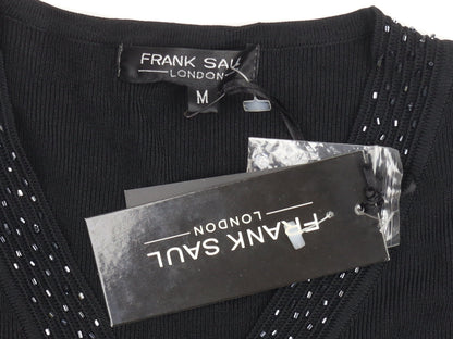 Frank Saul Women’s Black Beaded Tunic Top Medium 3/4 Sleeve