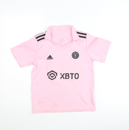 Adidas Boys Pink Inter Miami CF Messi 10 Football Jersey T-Shirt Size 6 Years