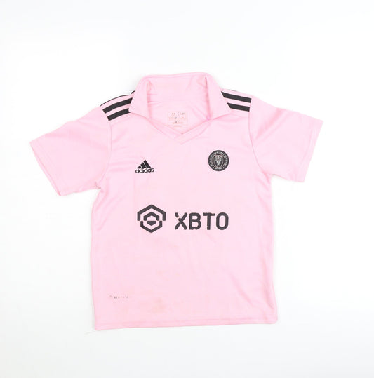 Adidas Boys Pink Inter Miami CF Messi 10 Football Jersey T-Shirt Size 6 Years