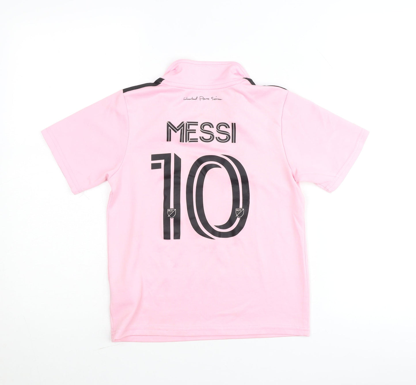 Adidas Boys Pink Inter Miami CF Messi 10 Football Jersey T-Shirt Size 6 Years