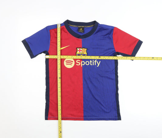 SaoViet Sport Boys Blue Red Barcelona Football Shirt Size 11 Short Sleeve Polyester