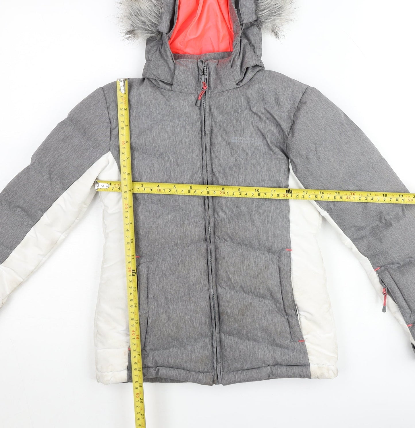 Mountain Warehouse Girls Grey Puffer Jacket 7-8 Years Hooded Winter Coat