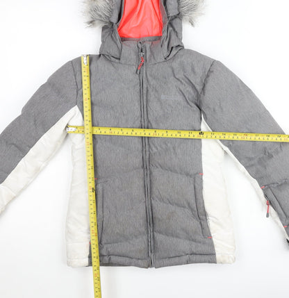 Mountain Warehouse Girls Grey Puffer Jacket 7-8 Years Hooded Winter Coat