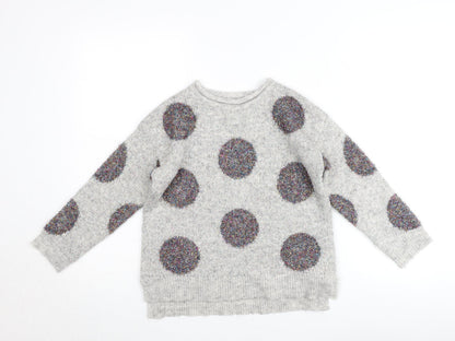 Zara Girls Grey Polka Dot Pullover Jumper 8-9 Years Knitwear Winter Collection