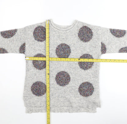 Zara Girls Grey Polka Dot Pullover Jumper 8-9 Years Knitwear Winter Collection