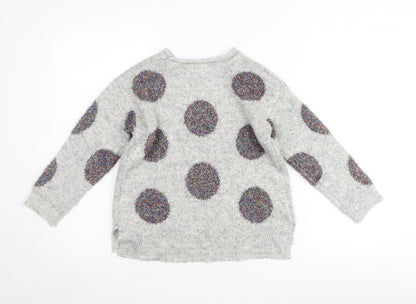 Zara Girls Grey Polka Dot Pullover Jumper 8-9 Years Knitwear Winter Collection